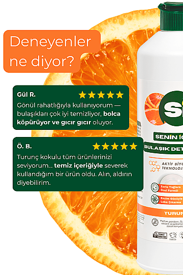 Doğal Elde Bulaşık Deterjanı Turunç Yağlı 750 ML - 6