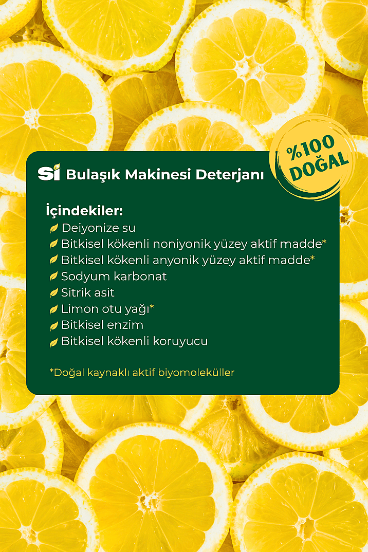 Doğal Bulaşık Makinesi Deterjanı Limon Otu Yağlı 750 ML - 3