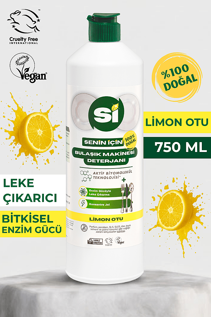 Doğal Bulaşık Makinesi Deterjanı Limon Otu Yağlı 750 ML - 1