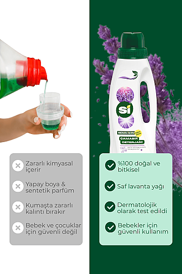 Doğal Çamaşır Deterjanı Lavanta Yağlı 1000 ML - 3