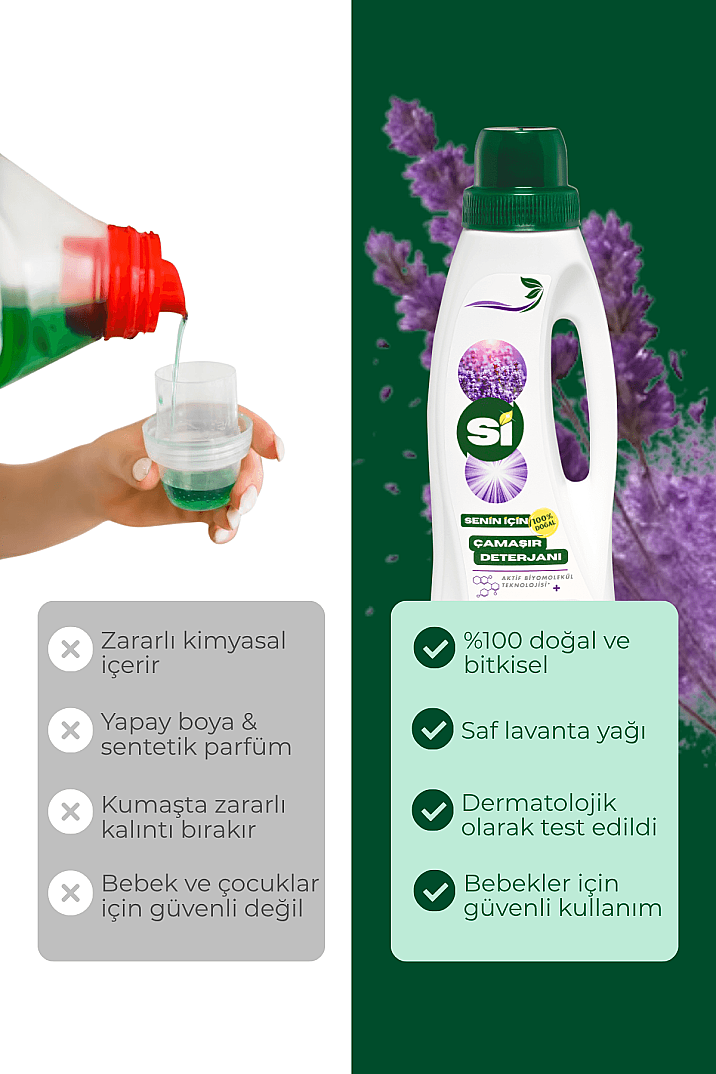 Doğal Çamaşır Deterjanı Lavanta Yağlı 1000 ML - 3