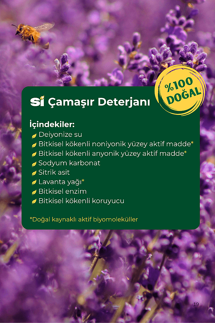 Doğal Çamaşır Deterjanı Lavanta Yağlı 1000 ML - 2
