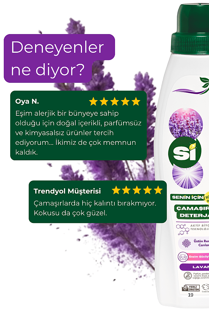 Doğal Çamaşır Deterjanı Lavanta Yağlı 1000 ML - 6